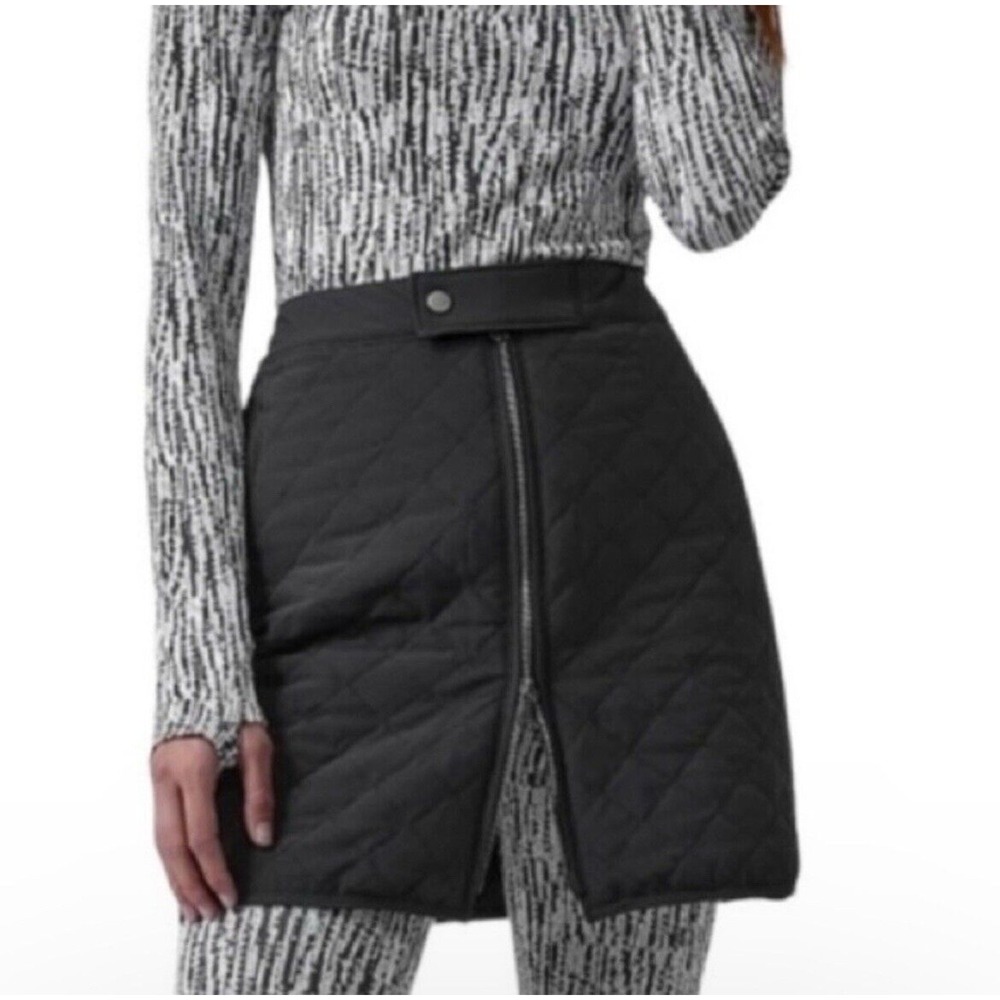 Athleta Apres Ski Skirt Black Quilted Water Resistant Size 14 Gym Pickleball NWT